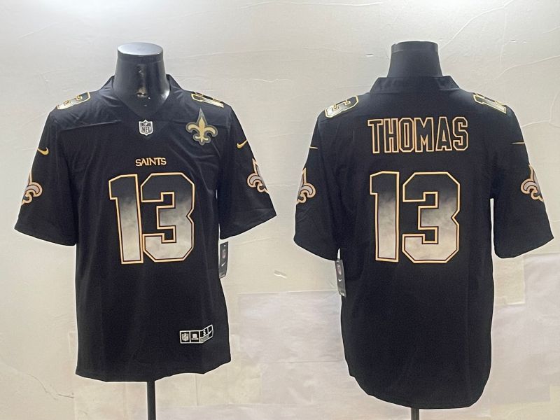 Men New Orleans Saints 13 Thomas Black Nike Smoke Fashion 2024 Limited NFL Jersey style 4